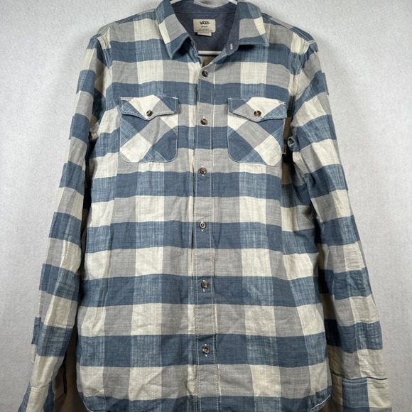 Vans Off The Wall Mens Radden Long Sleeve ButtonUp Plaid Shirt Blue Size Medium - Picture 1 of 9